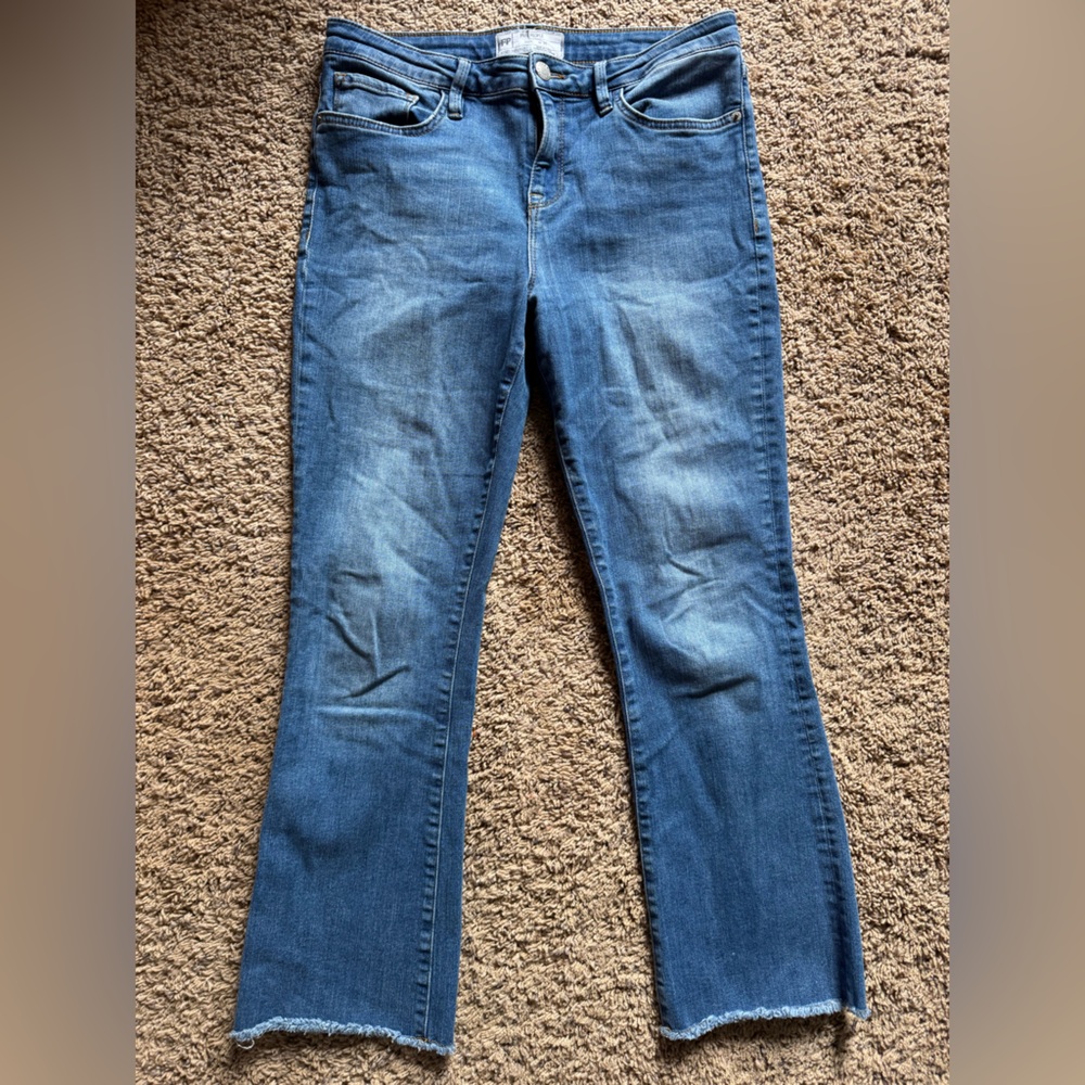 Free People Cropped Straight Jeans W30 | Raw Hem Ankle Denim